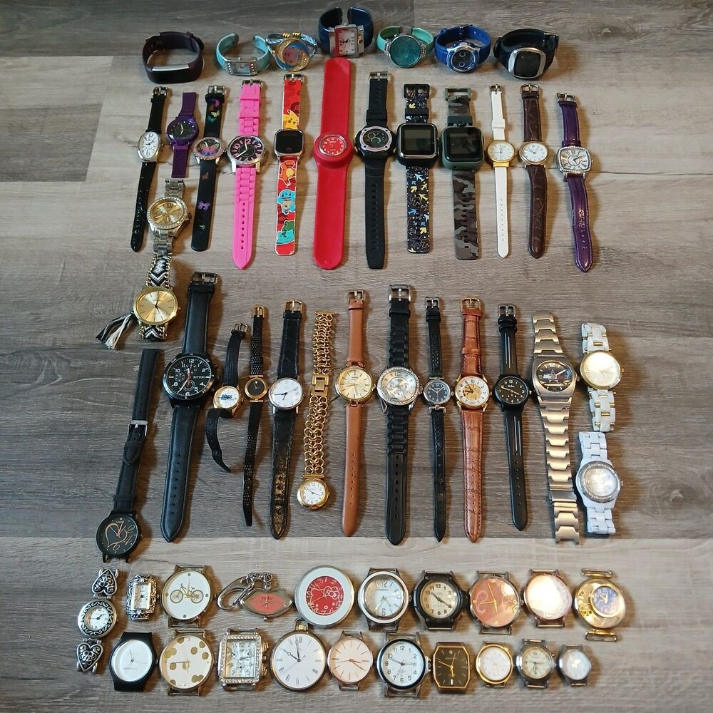 Lot of 50+ Parts/Repair/Craft Watches Casio Fossil Relic Timex INC Gossip- Z7